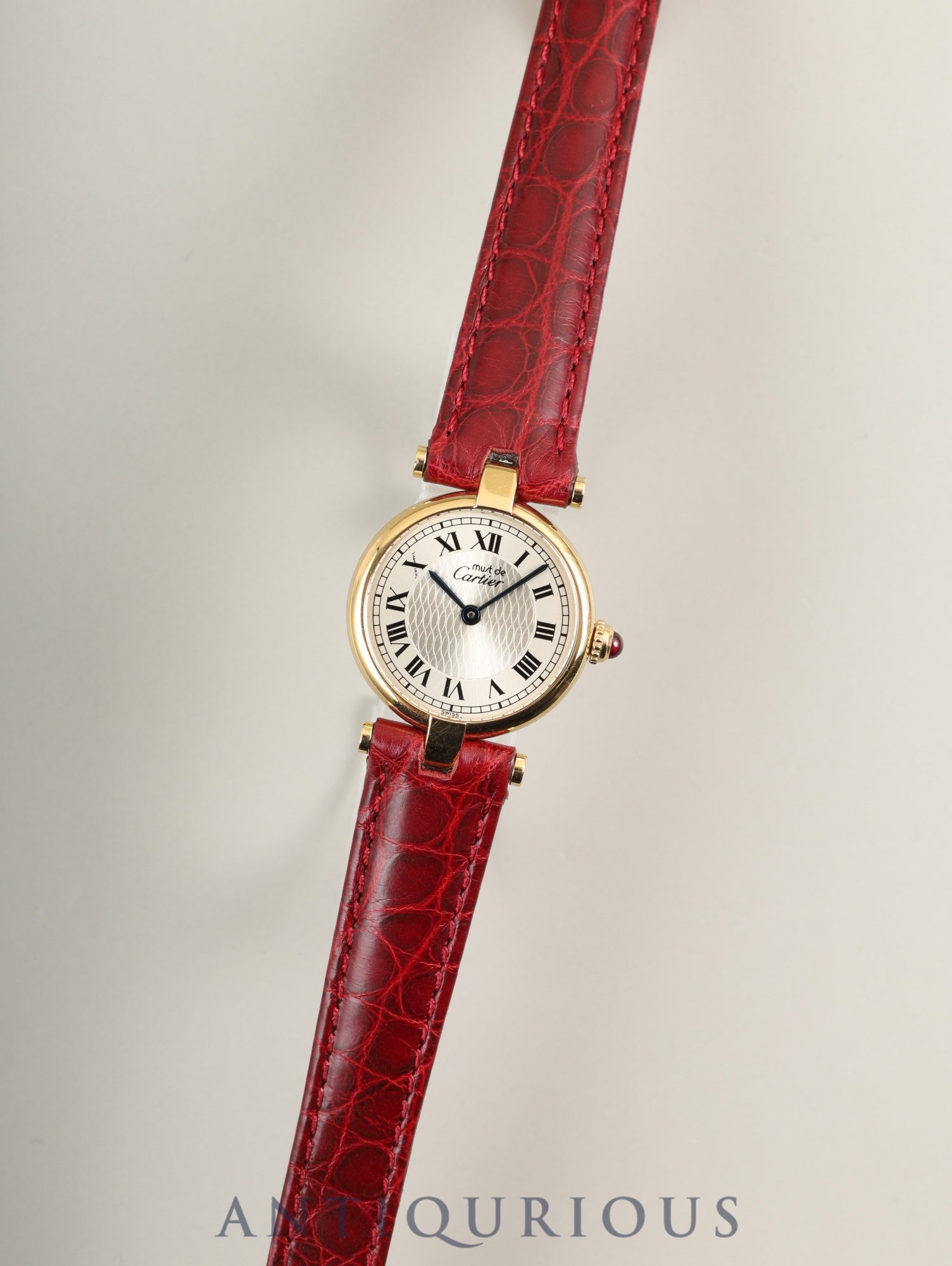 Cartier Must Vendôme VLC SM 150th Anniversary Model W1010395 Quartz Caliber 690 SV925 Leather Strap Genuine D-Clasp (GP) Silver Roman Dial Box Booklet Warranty Card Overhauled