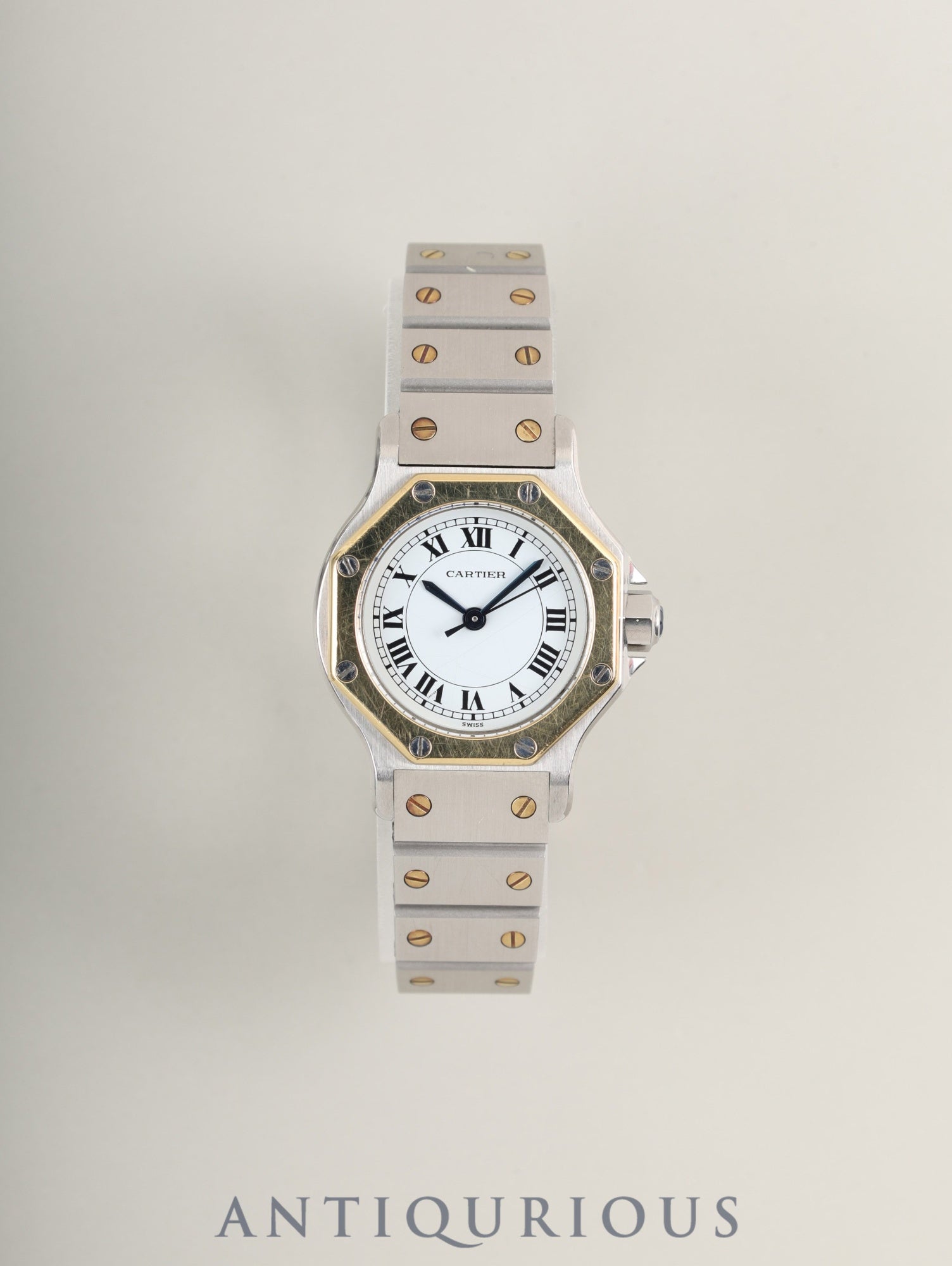 カルティエ サントス オクタゴン SM 0907 自動巻き Cal.2670 SS/YG SS/YG ホワイトローマン文字盤 箱 冊子 オーバーホール済み