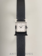 Hermès H Watch Double Tour HH1.210 Quartz Caliber 901.001 Stainless Steel with Genuine Leather Strap (T Stamp: 2015) and Genuine Buckle (SS). White Dial. Includes Box, Warranty Card, and Booklet. Overhauled.