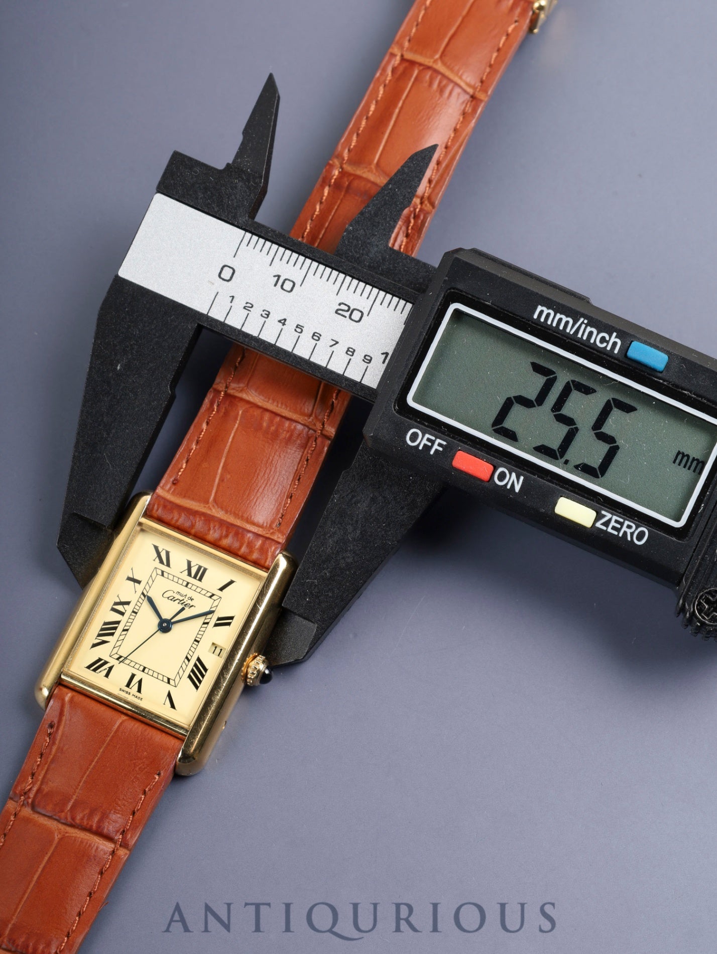 Cartier Must Tank GM (XL) W1017454 / 2413 Quartz Cal.687 SV925 Leather Genuine Deployant Buckle (GP) Ivory Roman Dial (SWISS MADE) Overhauled