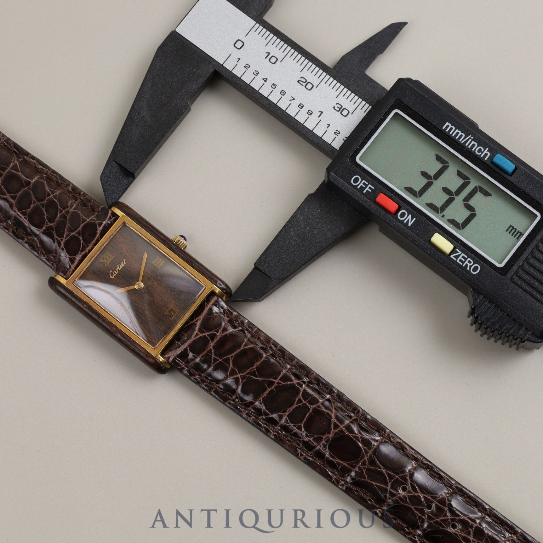 CARTIER ORGANIC TANK WOOD 21611 Manual winding Cal.78-1 GP Leather Wood dial Made between 1975 and 1976 Limited to 3,000 pieces at Cartier boutiques