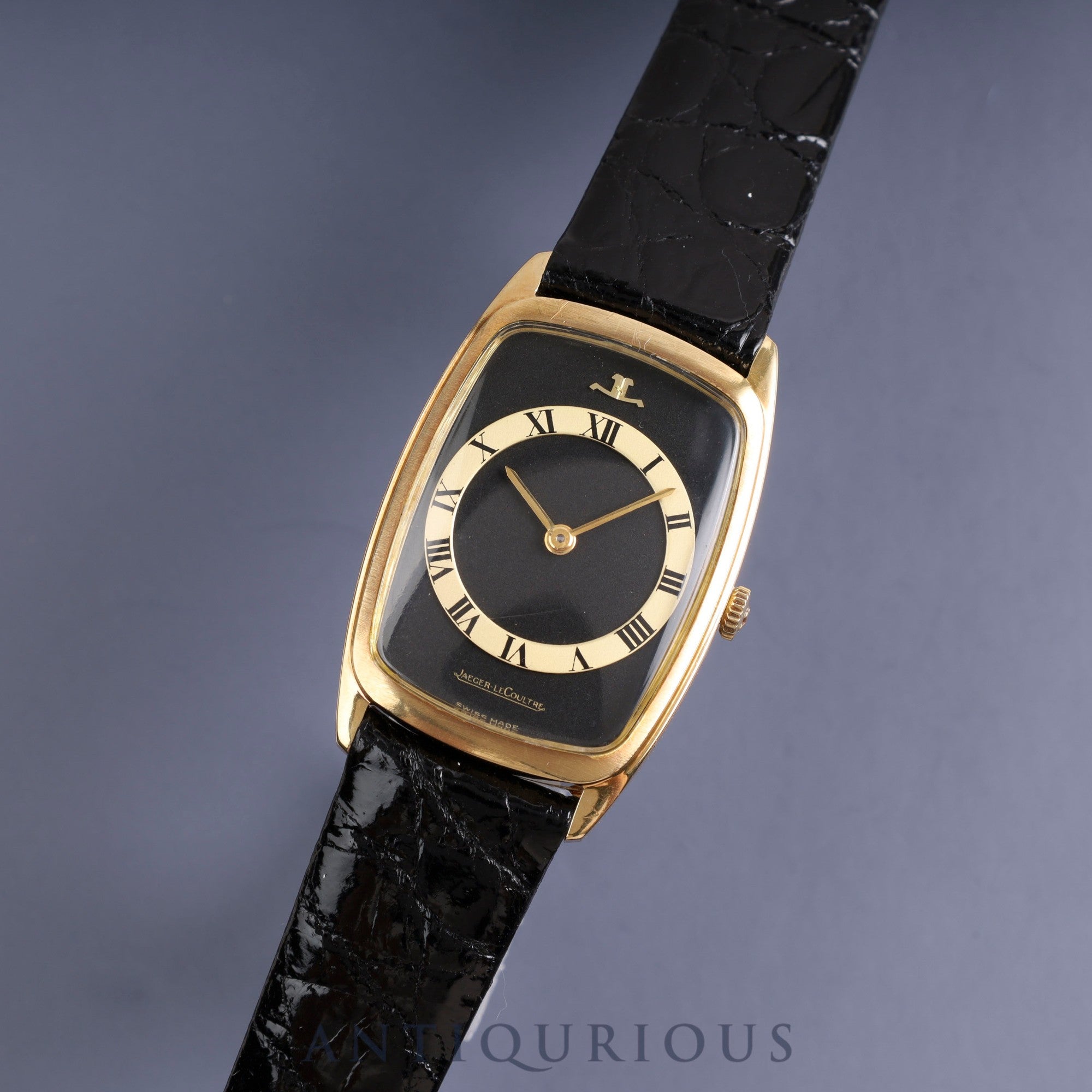 JAEGER・LECOULTRE ジャガー・ルクルト RECTANGULAR レクタンギュラー ヴォーグ 904321 手巻き Cal.818/2 YG 革 ブラック文字盤