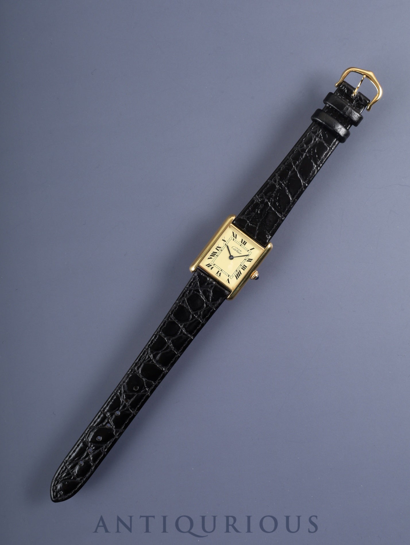 Cartier Must Tank LM 590005 Quartz Cal.90 SV925 Leather Genuine Buckle (GP) Ivory Roman Dial Overhauled and Finished to Like New