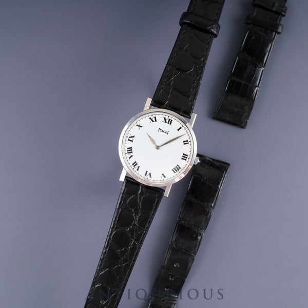 Piaget Round 903 Manual Winding Cal.9P1 750 Leather Genuine Buckle (750) White Roman Dial Genuine Strap Overhauled