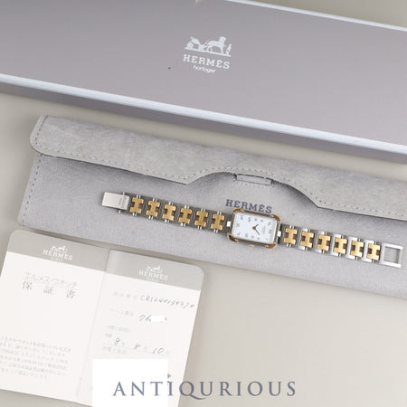 Hermès Cloajour CR1.240 Quartz Cal.976.001 SS/GP SS/GP White Dial Box Case Warranty (2008) Overhauled