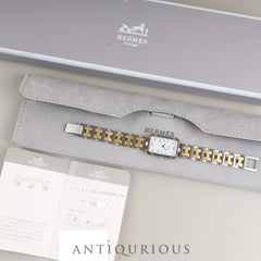 Hermès Cloajour CR1.240 Quartz Cal.976.001 SS/GP SS/GP White Dial Box Case Warranty (2008) Overhauled