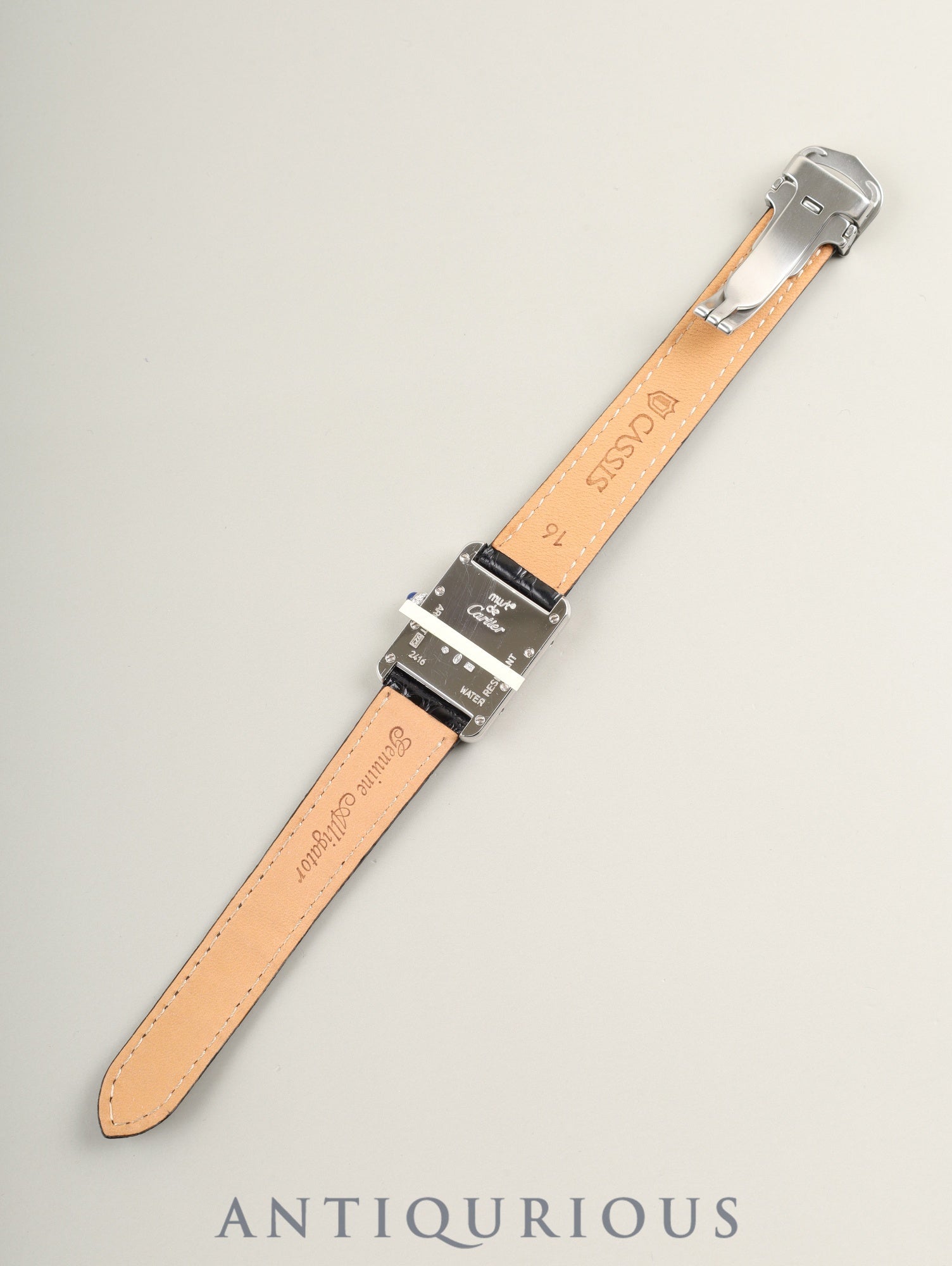 Cartier Must Tank MM W1016230 / 2416 Quartz Cal.057 SV925 Leather Genuine Deployant Buckle (SS) Light Green Roman Dial (SWISS MADE, 2000 Christmas Limited Edition) Overhauled