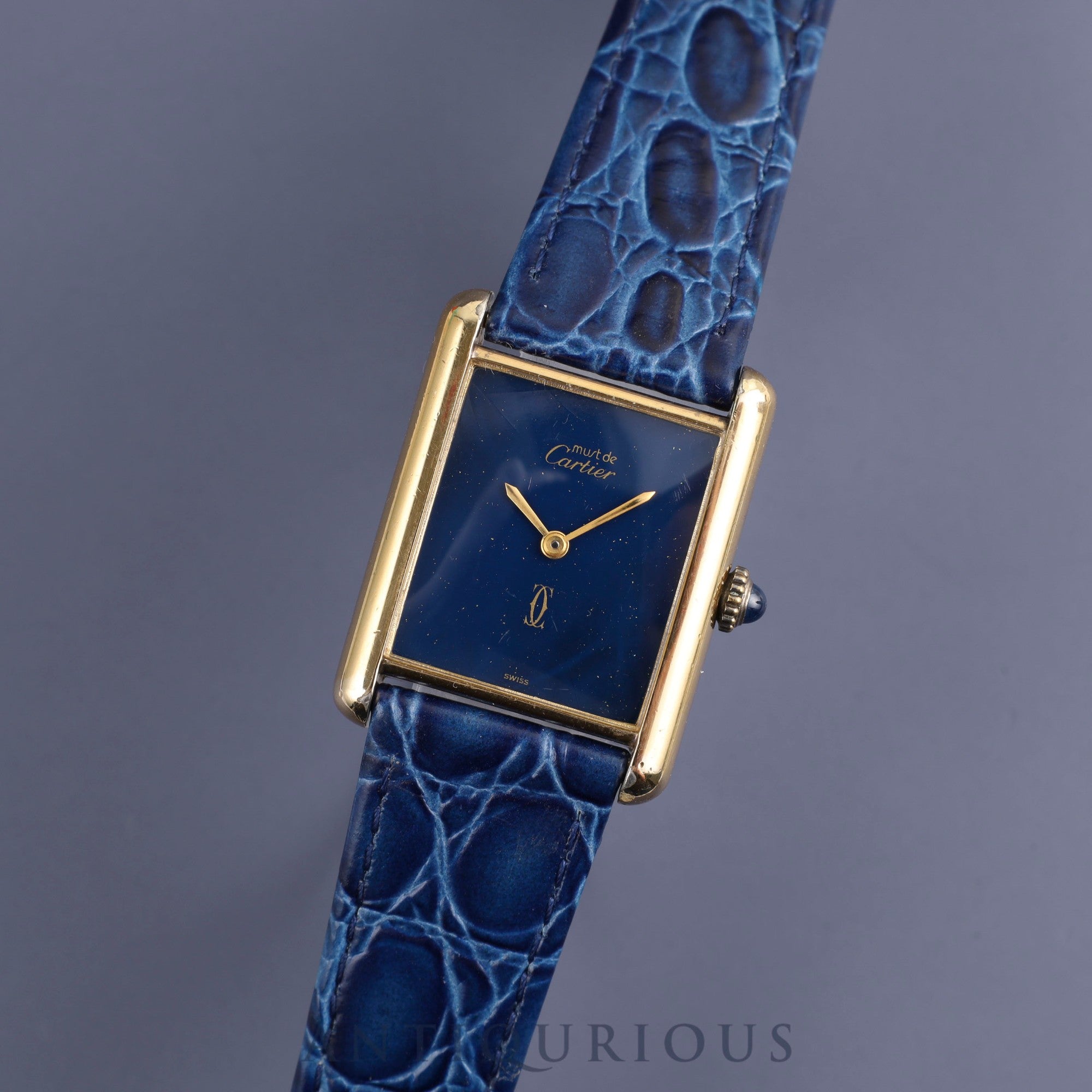 Cartier Must Tank LM Manual winding Cal.78-1 SV925 Leather Genuine buckle (GP) Lapis lazuli dial Overhauled