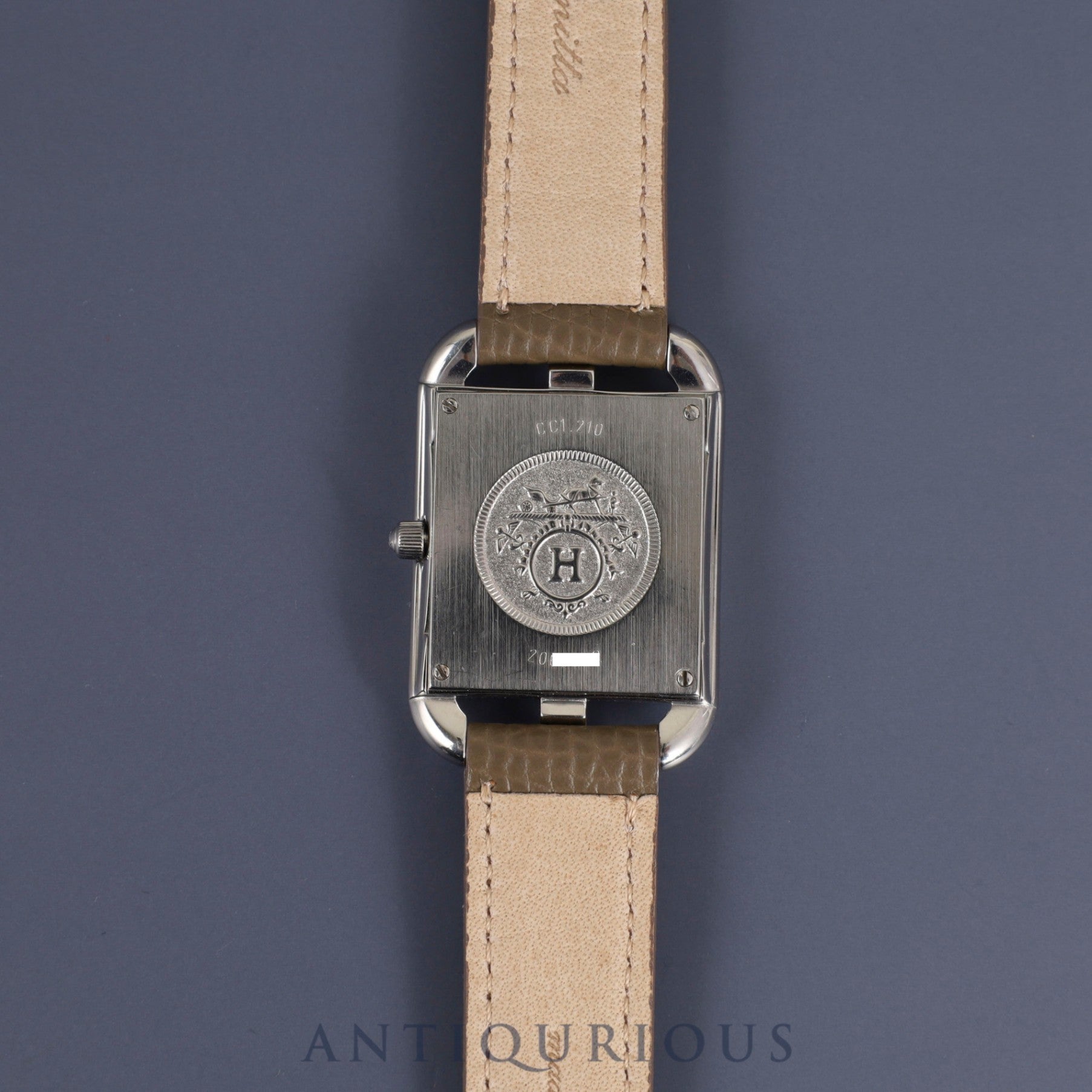 Hermes Cape Cod CC1.210 Quartz Cal.976.001 SS Leather Genuine Buckle (SS) Silver Arabic Dial Box Overhauled