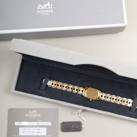 エルメス ラリー 77.03 クォーツ Cal.976.001 SS/GP SS/GP ゴールド文字盤 箱 冊子 保証書（1996年）オーバーホール済み