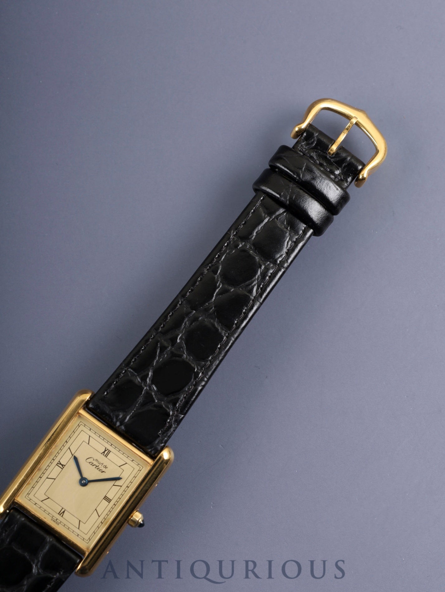 カルティエ マストタンク LM 6 81006 クォーツ Cal.81 SV925 革 純正ピンバックル（GP） シャンパン飛びローマン文字盤（SWISS表記）オーバーホール済み