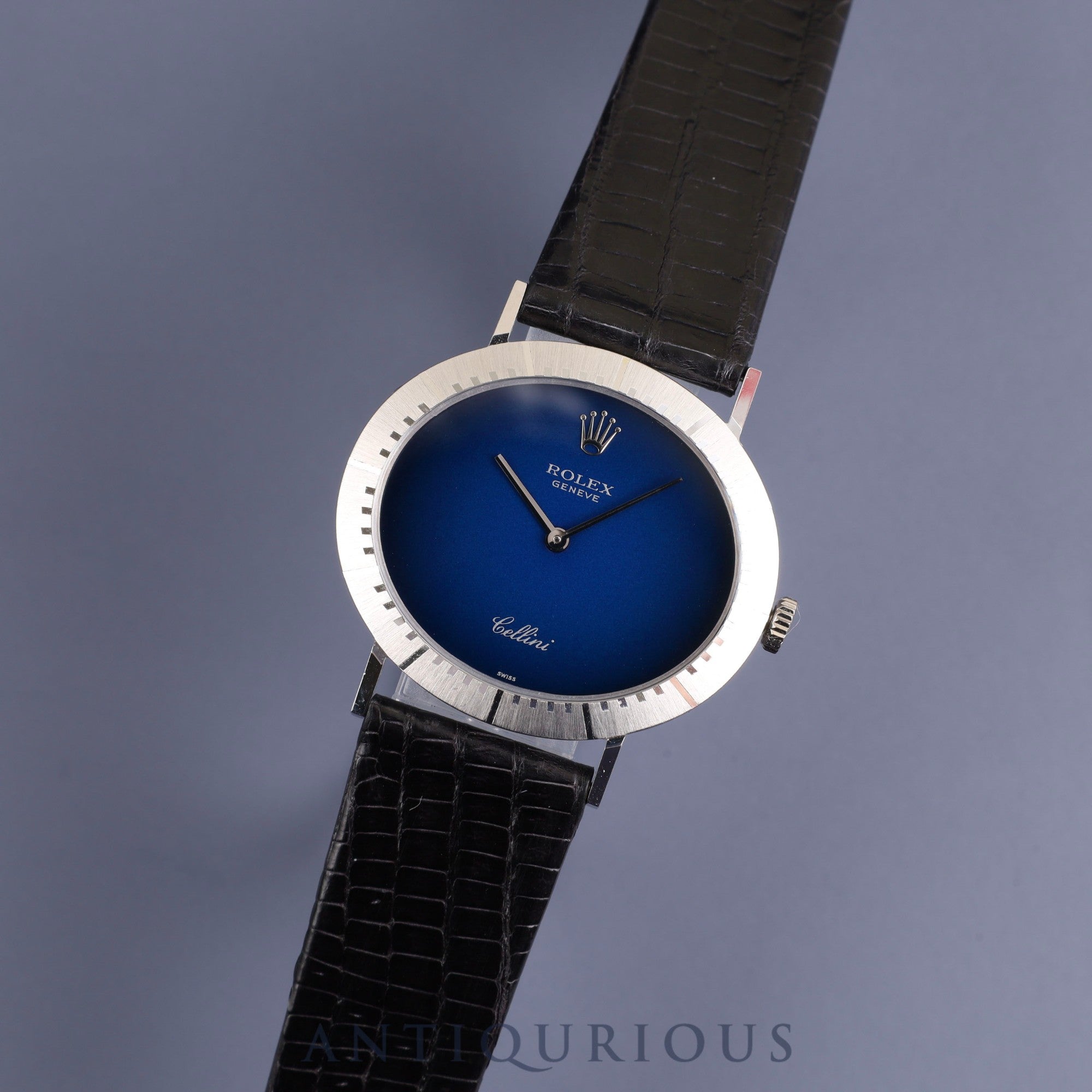 Rolex Cellini 4083 Manual winding Cal.1601 750 Leather Genuine buckle (SS) Blue gradient dial No. 43 (1975) Overhauled