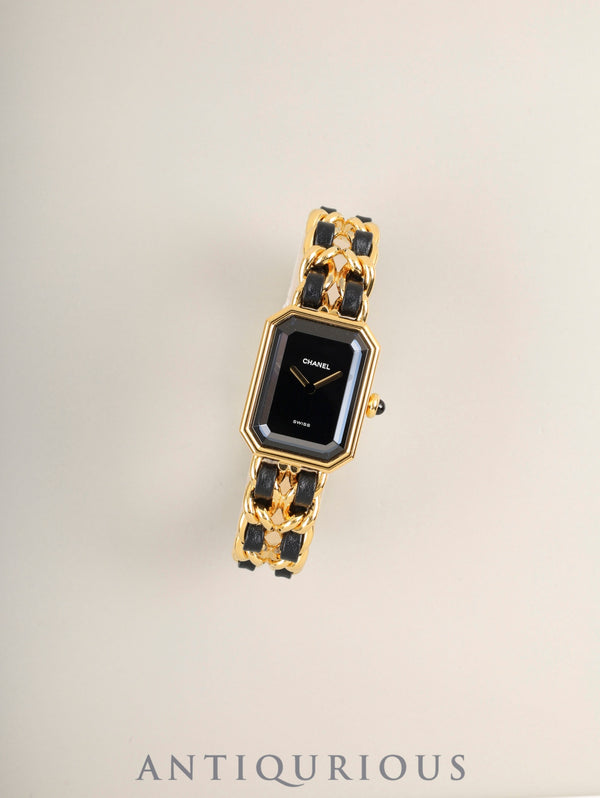 Chanel Premiere M H0001 Quartz Cal.976.001 GP GP/Leather Black Dial Case Service Warranty (February 2026) Overhauled