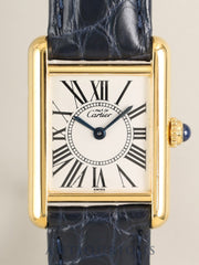Cartier Must Tank SM 5057001 Quartz Cal.057 SV925 Leather Genuine Deployant Buckle (GP) Opaline Dial (SWISS marking) Overhauled, Polished