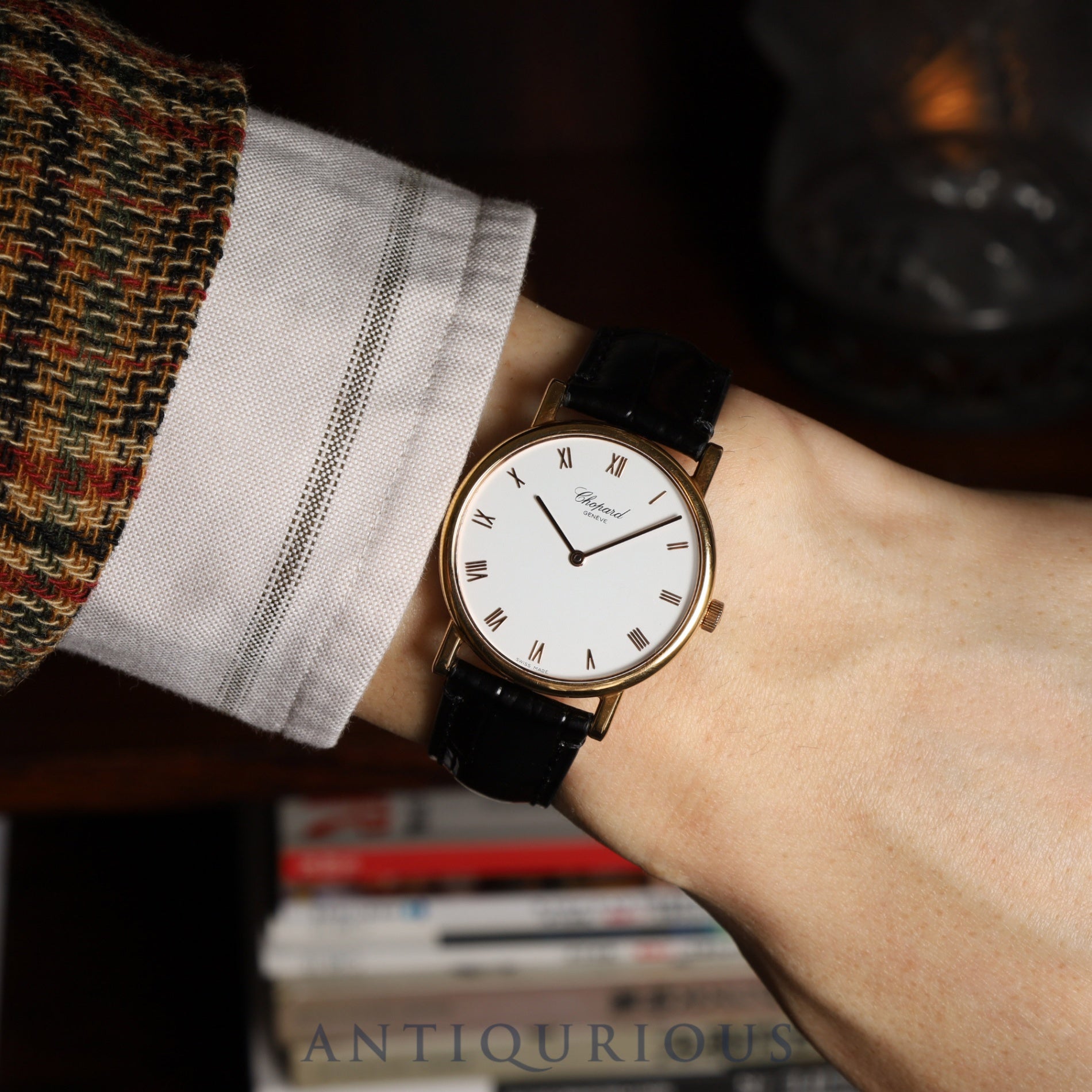 ショパール クラシック 163154/987 手巻き Au750 革 純正尾錠（GP） ホワイト文字盤 箱 冊子 保証書（2012年）オーバーホール済み