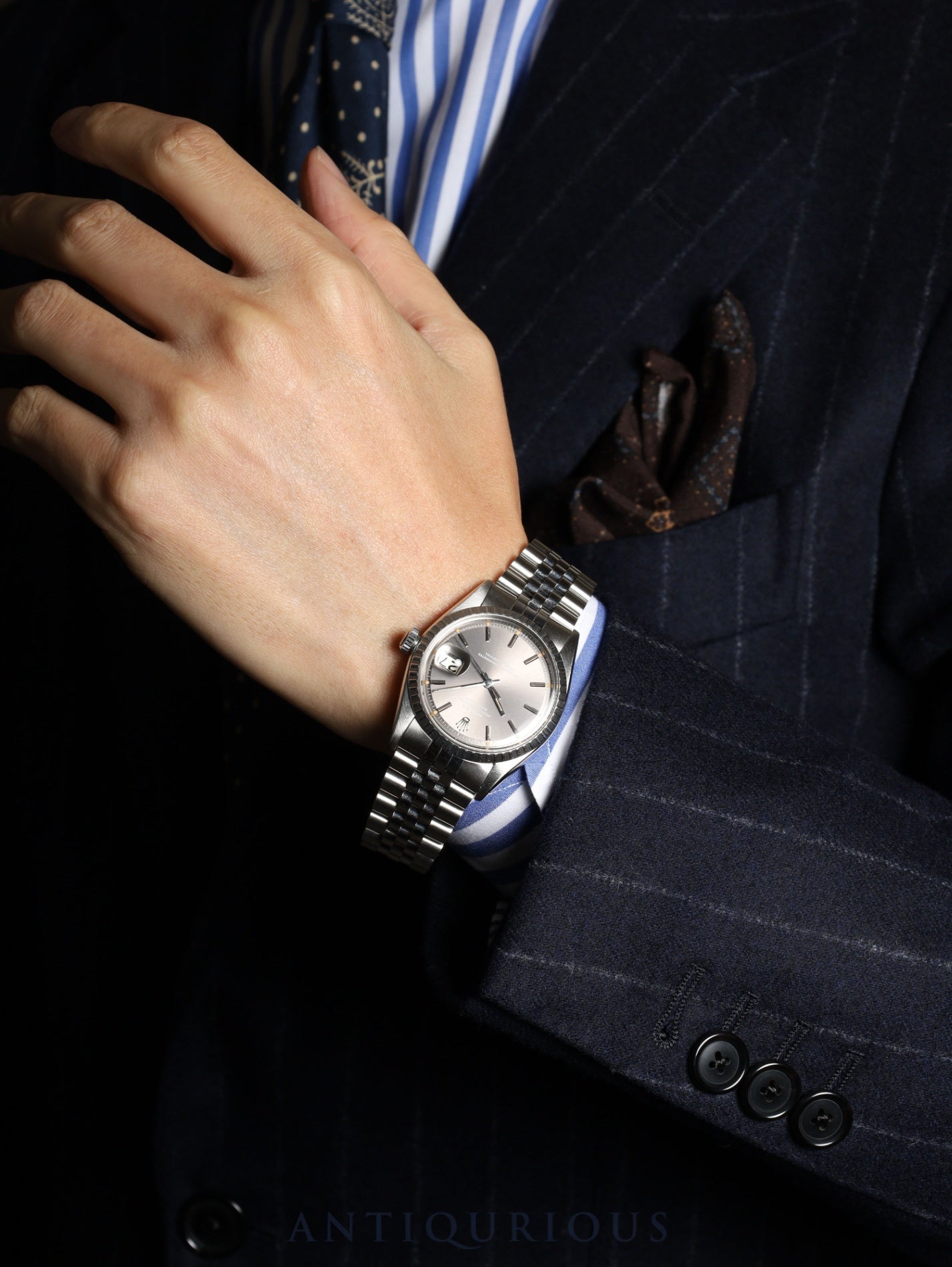 ロレックス デイトジャスト 1603 自動巻き Cal.1570 SS/SS SS グレー文字盤 3番（1972年）保証書 冊子 オーバーホール済み