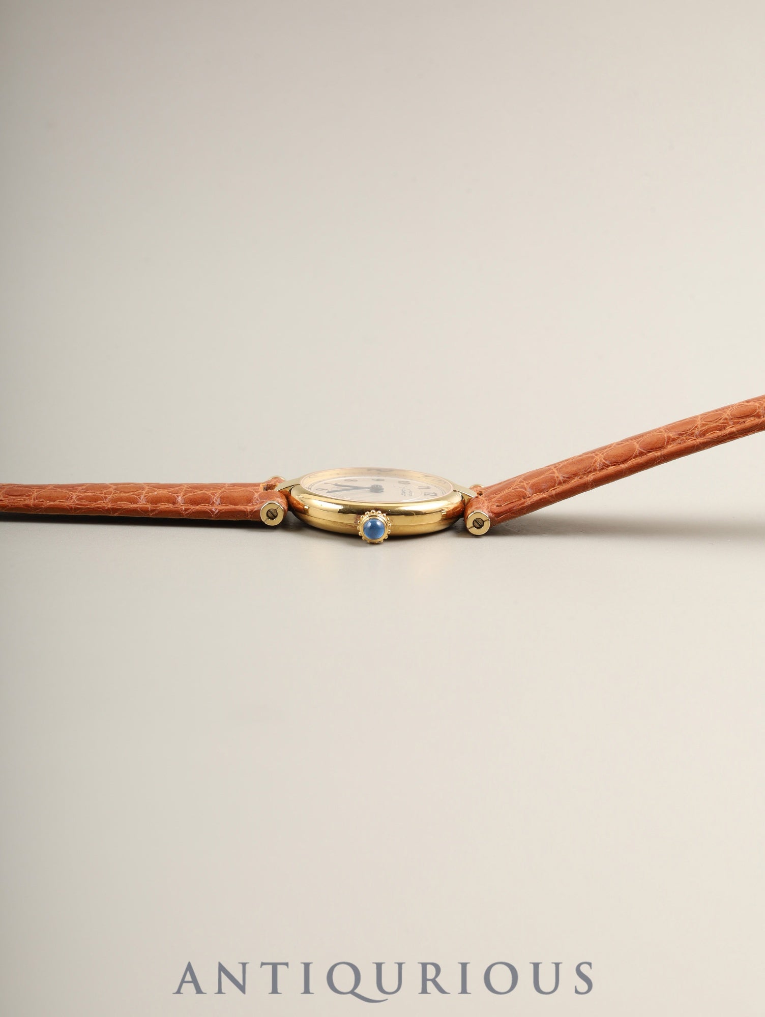 Cartier Must Vendôme VLC SM W1002154 / 590004 Quartz Caliber 690 SV925 Leather Strap with Genuine D-buckle (GP) Arabic Dial Box Overhauled