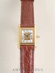 Cartier Must Tank SM 84919223 / 3 66001 Quartz Cal.66 SV925 Leather Original pin buckle (GP) Front Trinity dial (SWISS marked) serviced