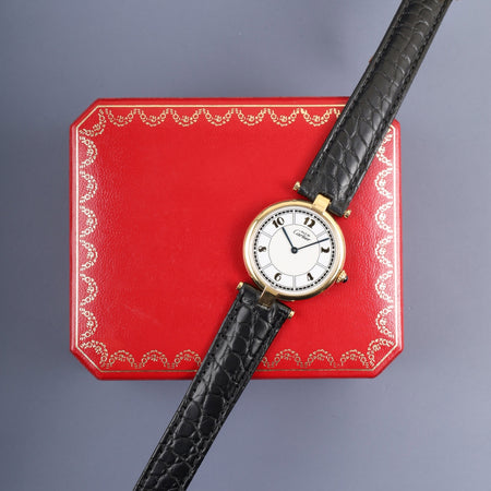 カルティエ マスト ヴァンドーム VLC LM W1009754 / 1861 クォーツ Cal.90 SV925 革 純正Dバックル（GP）飛びアラビア文字盤 箱 オーバーホール済み