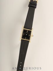 Cartier Must Tank LM 590005, Quartz Cal.90, SV925, Leather strap with original pin buckle (GP), black Roman numeral dial (SWISS signed), polished and overhauled.