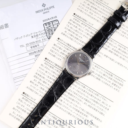 PATEK・PHILIPPE パテック・フィリップ CALATRAVA カラトラバ 3923A 手巻き Cal.215 SS 革 グレー文字盤 1987年