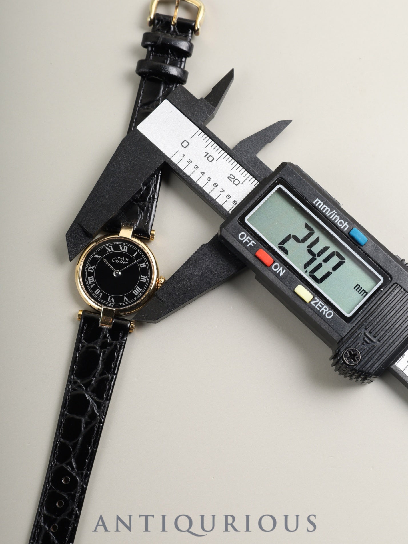 カルティエ マスト ヴァンドーム VLC SM 18 クォーツ Cal.690 SV925 革 純正ピンバックル（GP）ブラックローマン文字盤（SWISS表記）オーバーホール済み