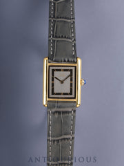 Cartier Must Tank LM 6 81006 Quartz SV925 Leather Genuine Pin Buckle (GP) Grey 