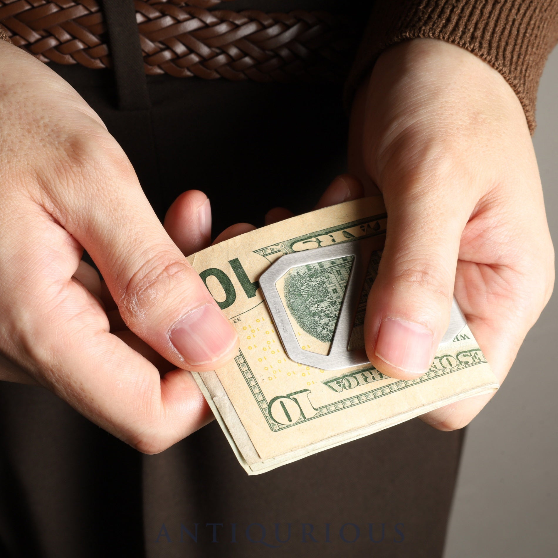 HERMES メタル マネークリップ エルメスエケストル マネークリップ シルバー金具 メンズ メタル