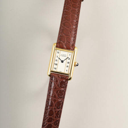 カルティエ マストタンク SM W1003053 / 5057001 クォーツ Cal.057 SV925 革 純正ピンバックル（GP）ストレートローマン文字盤（SWISS表記）オーバーホール済み