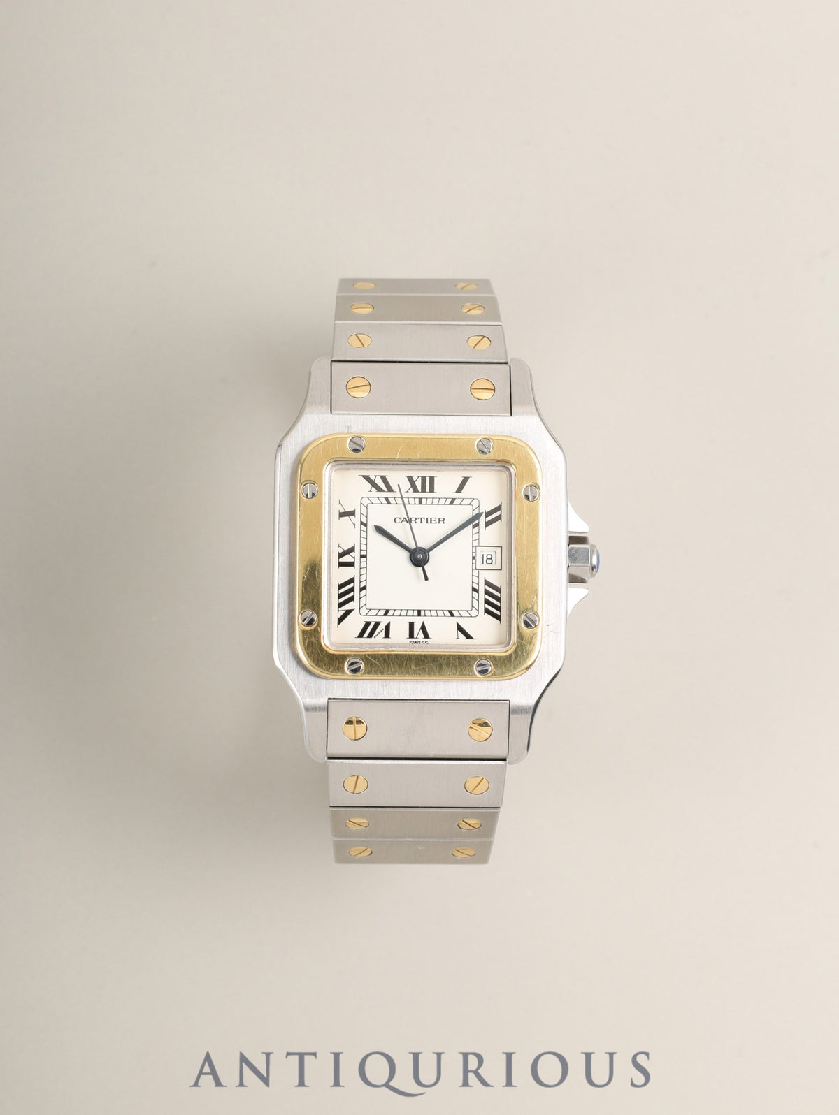 カルティエ サントス カレ LM 81036283 / 1172961 自動巻き Cal.077 SS/YG SS/YG ホワイトローマン文字盤（SWISS表記） 箱 冊子 保証書（1994年 / 詳細未記載）オーバーホール済み