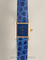 Cartier Must Tank SM Manual winding Cal.78-1 SV925 Leather Genuine Pin Buckle (GP) Lapis Lazuli Dial (SWISS marking) Overhauled