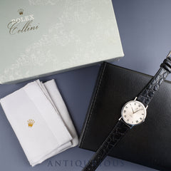 Rolex Cellini 4112 Manual Winding Caliber 1600 750 Leather Strap with Genuine Buckle (750) Silver Dial 42 Series (1974) Box Chief Overhauled