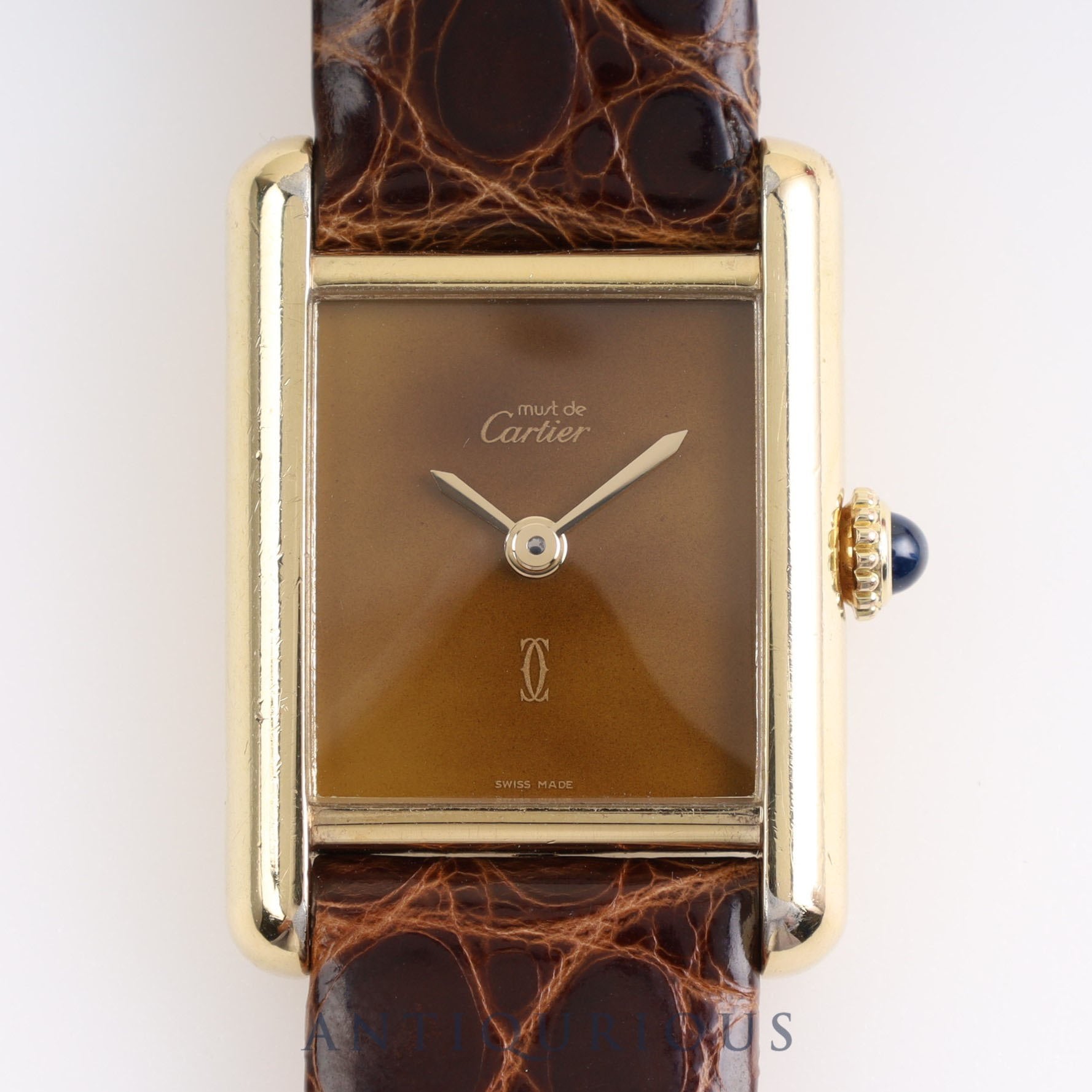 CARTIER Must Tank SM Manual winding SV925 Genuine buckle Brown marble dial Cartier boutique complete service