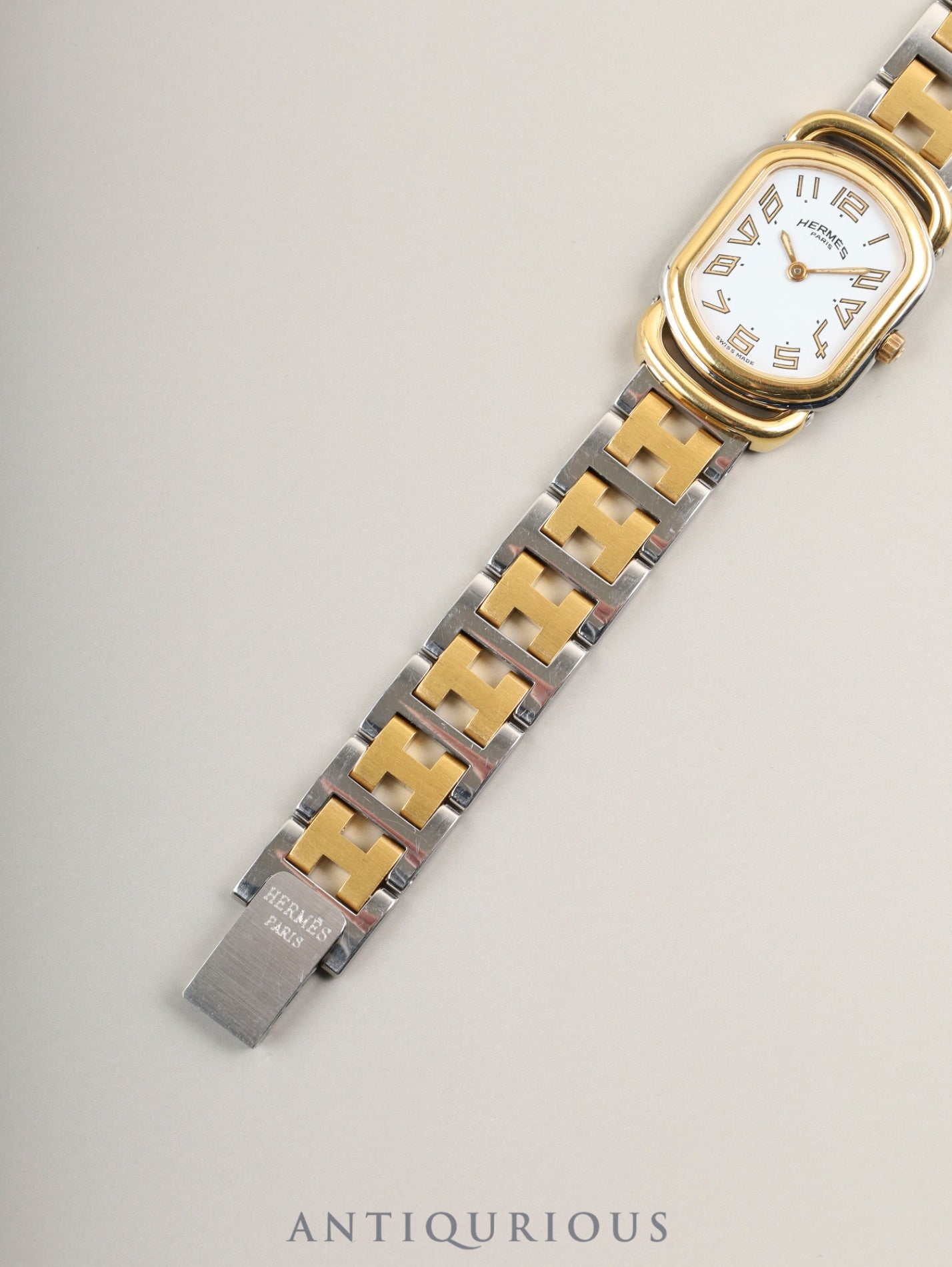 エルメス ラリー クォーツ 77.03 Cal.976.001 SS/GP SS/GP ホワイト文字盤 ケース オーバーホール済み