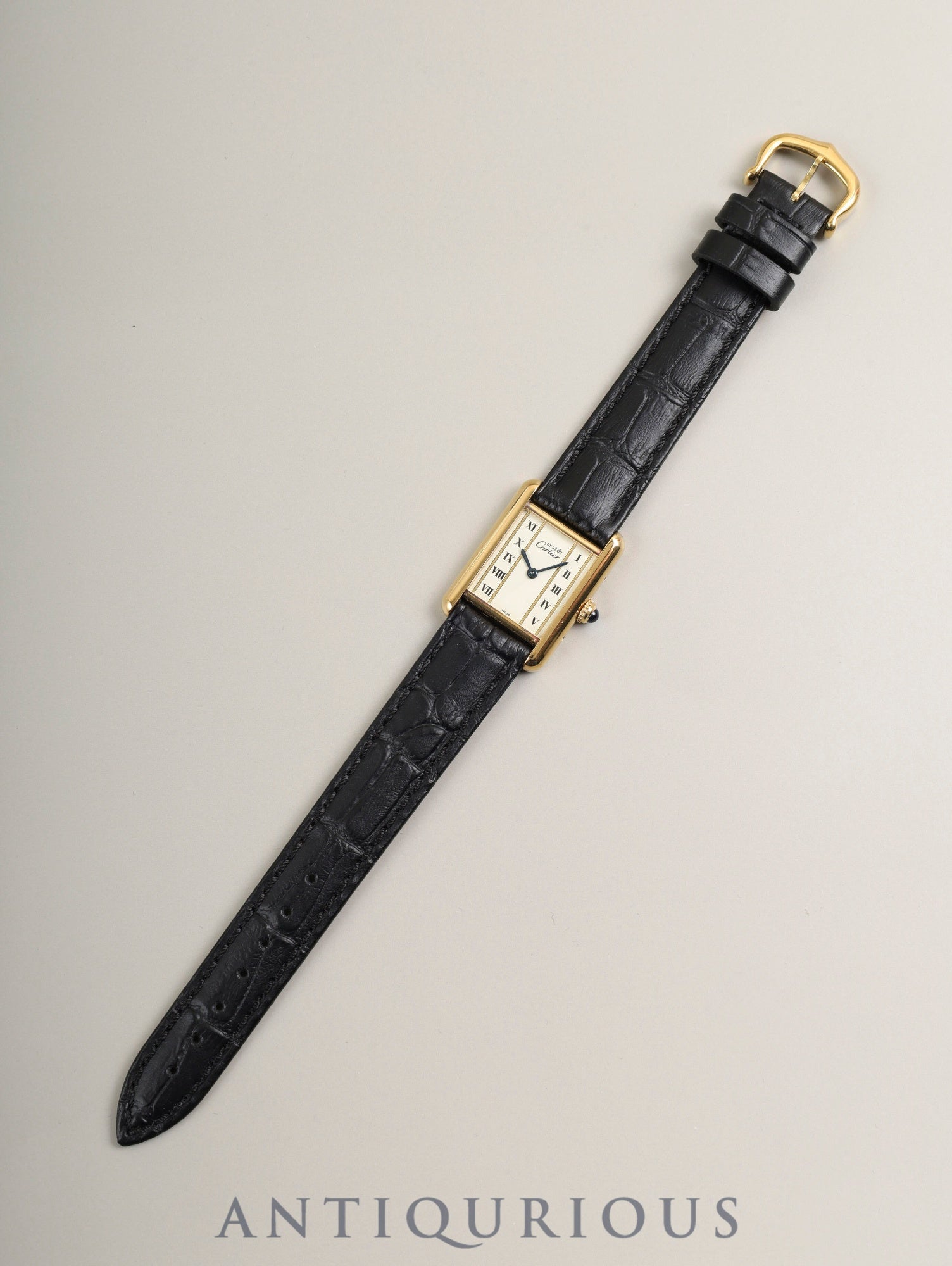 カルティエ マストタンク SM 5057001 クォーツ Cal.057 SV925 革 純正ピンバックル（GP）ストレートローマン文字盤（SWISS表記）オーバーホール済み