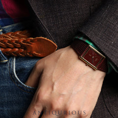 Cartier Must Tank LM 6 81006 Quartz Caliber 81 SV925 with Genuine Leather Strap and Genuine GP Buckle, Garnet Dial, Bordeaux Dial, Circa 1982-1995, Overhauled
