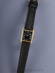 Cartier Must Tank LM 6 Hand-wound Cal.78-1 (ETA2512) SV925 Leather Original pin buckle (GP) Black Roman dial (SWISS表記) Overhauled, polished