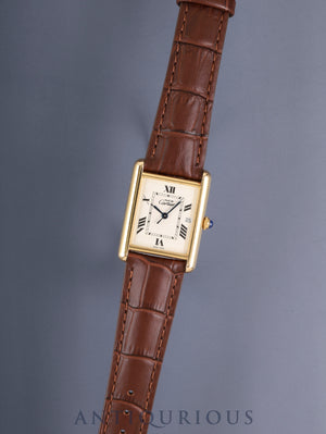 Cartier Must Tank GM (XL) W1013754 / 2413 Quartz Cal.687, SV925, leather strap, original pin buckle (GP), white dial with Roman numerals (SWISS MADE marking), serviced.