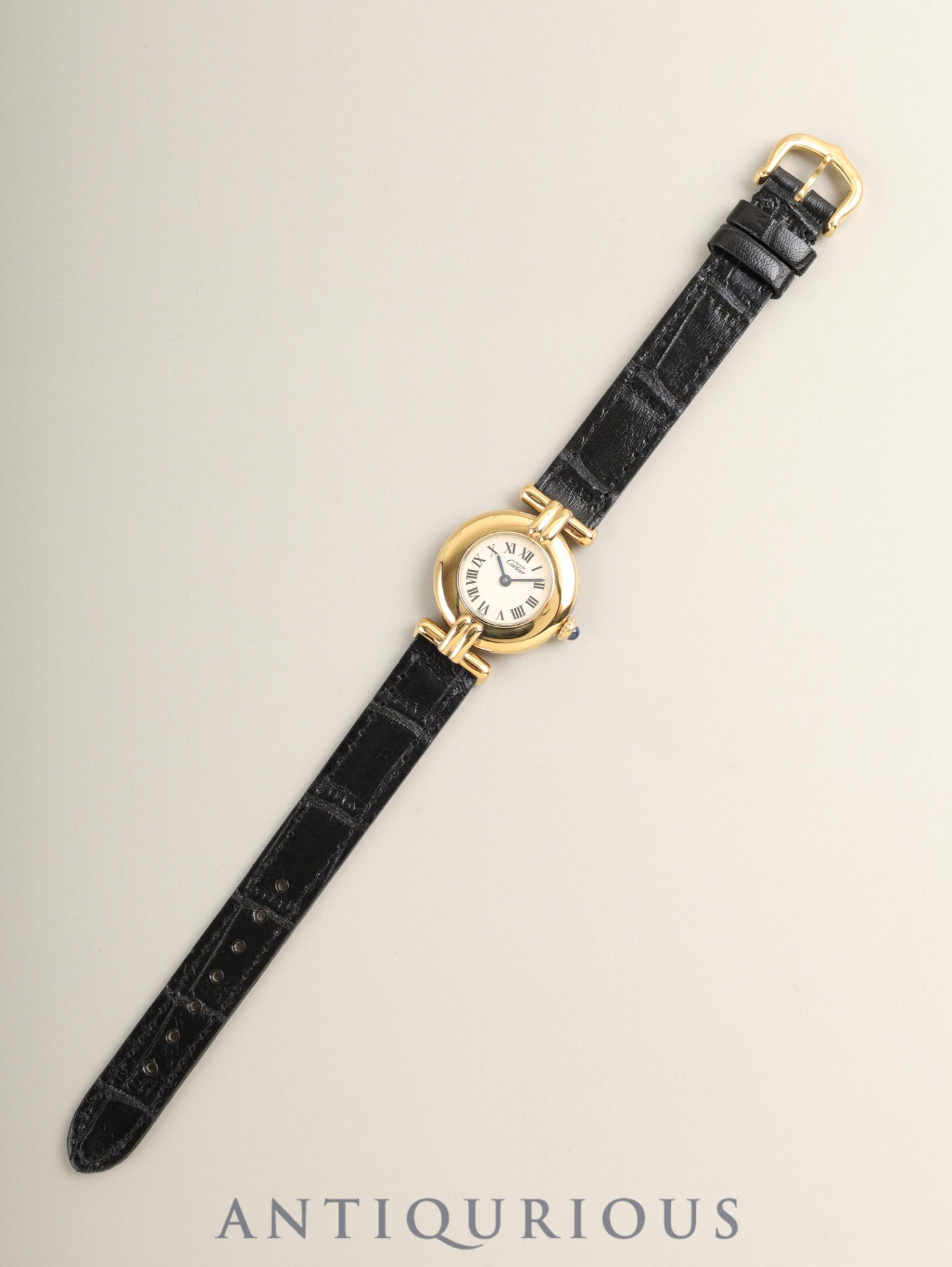 Cartier Must Colisée 590002 Quartz Cal.90 SV925 Leather Original Pin Buckle (GP) Ivory Roman Dial (SWISS marking) Overhauled