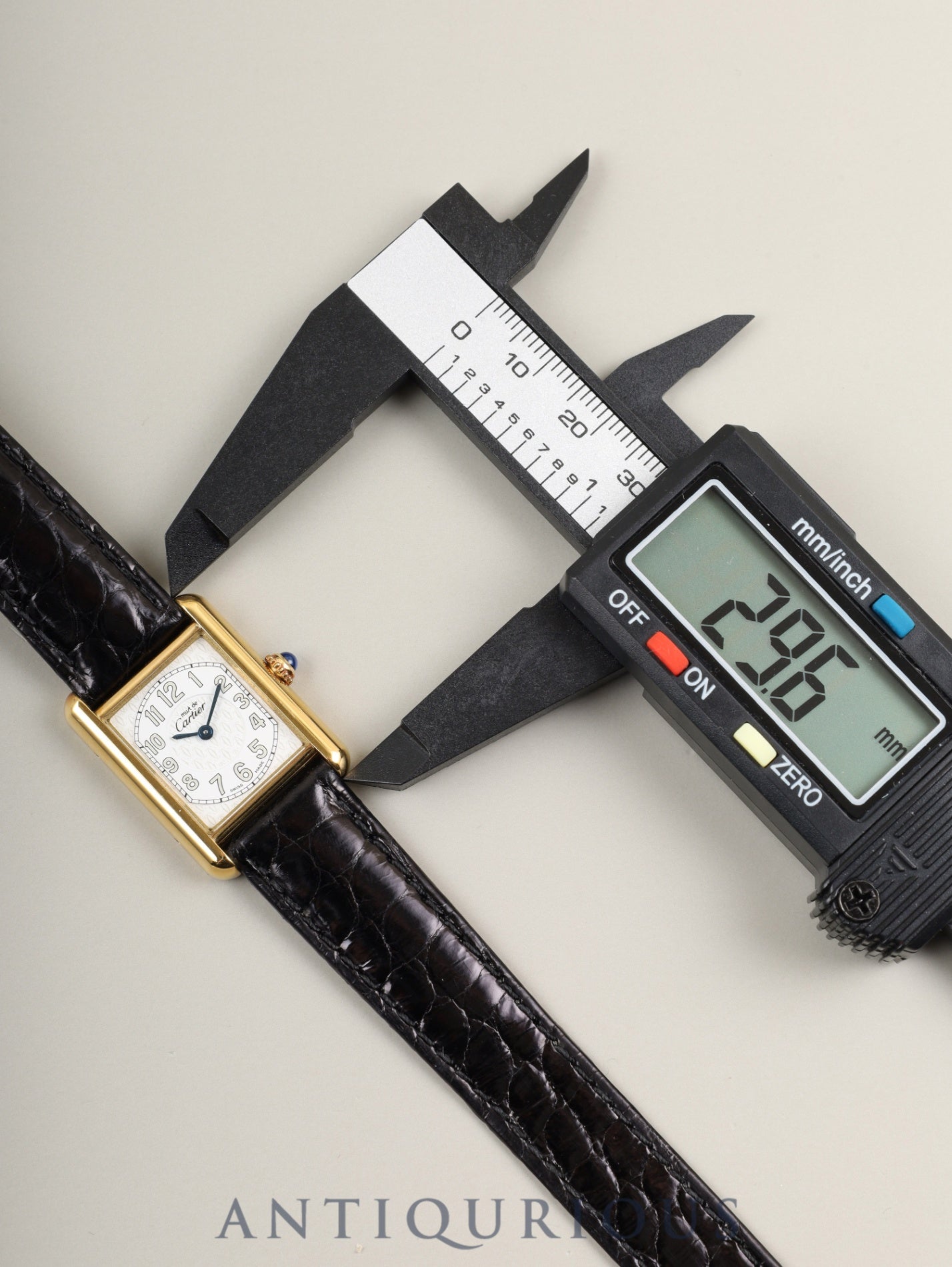 Cartier Must Tank MM W1013854 / 2415 Quartz SV925 Leather Genuine D-buckle (GP) Arabic CC Dial Box Booklet Warranty (2000) Overhauled