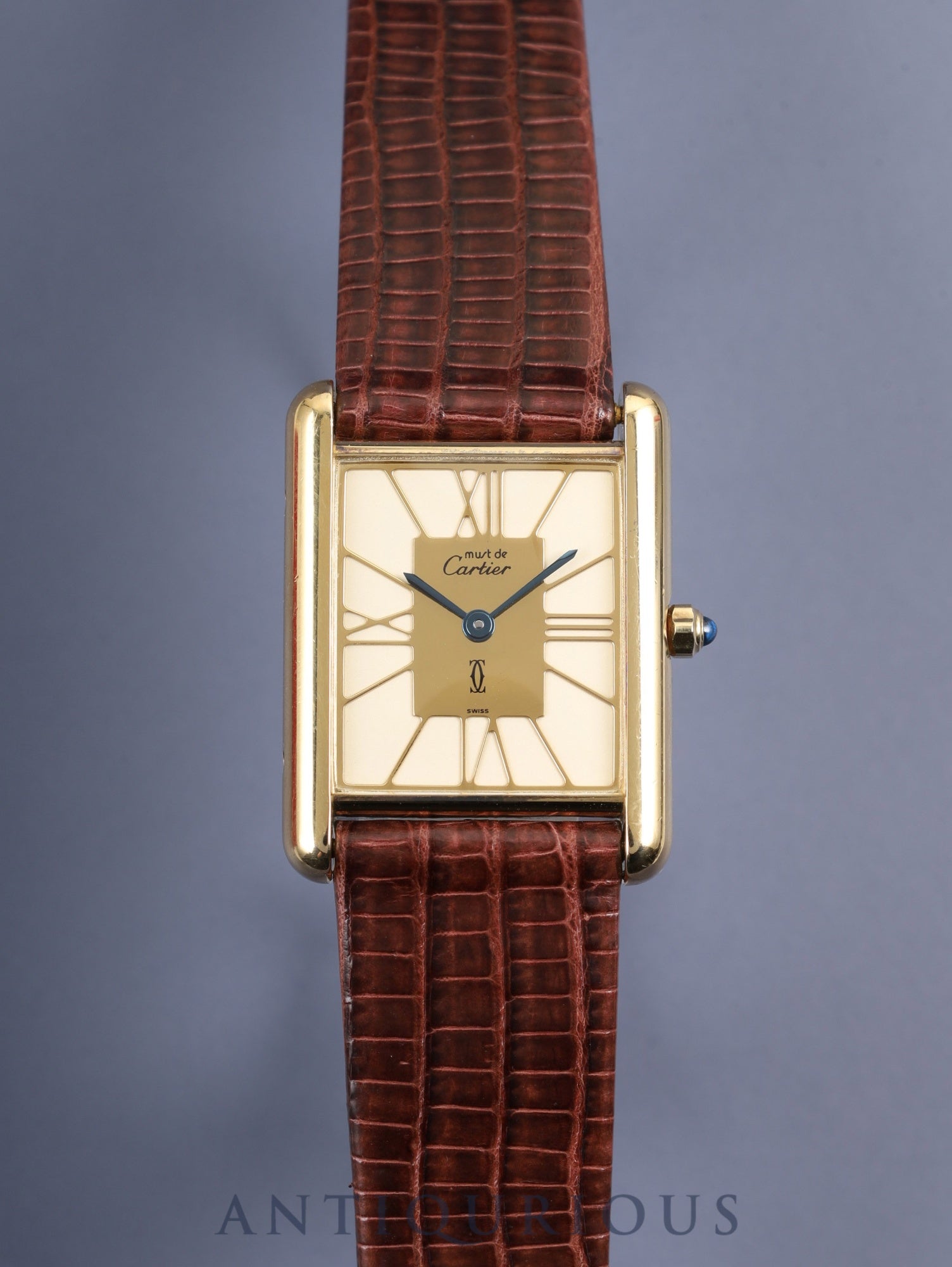 カルティエ マストタンク LM 6 81006 クォーツ 925 革 純正尾錠（GP）クロワゾネ文字盤 箱 カルティエブティックにてコンプリートサービス済み