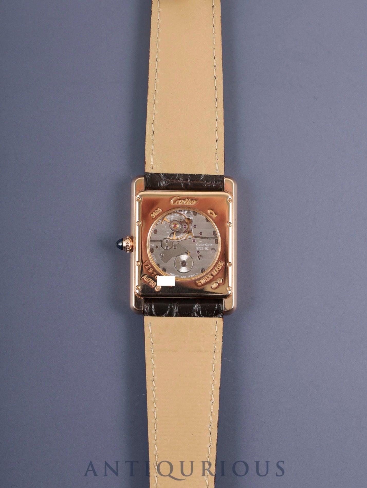 カルティエ タンクルイカルティエ XL W1560003 / 3185 自動巻き Cal.9753MC AU750（PG） 革 純正Dバックル（AU750）PG シルバーギョーシェ文字盤 箱 保証書（2017年） オーバーホール済み