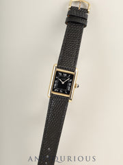Cartier Must Tank SM Manual winding Cal.78-1 SV925 Leather Genuine Pin Buckle (GP) Black Roman Dial (SWISS marking) Overhauled
