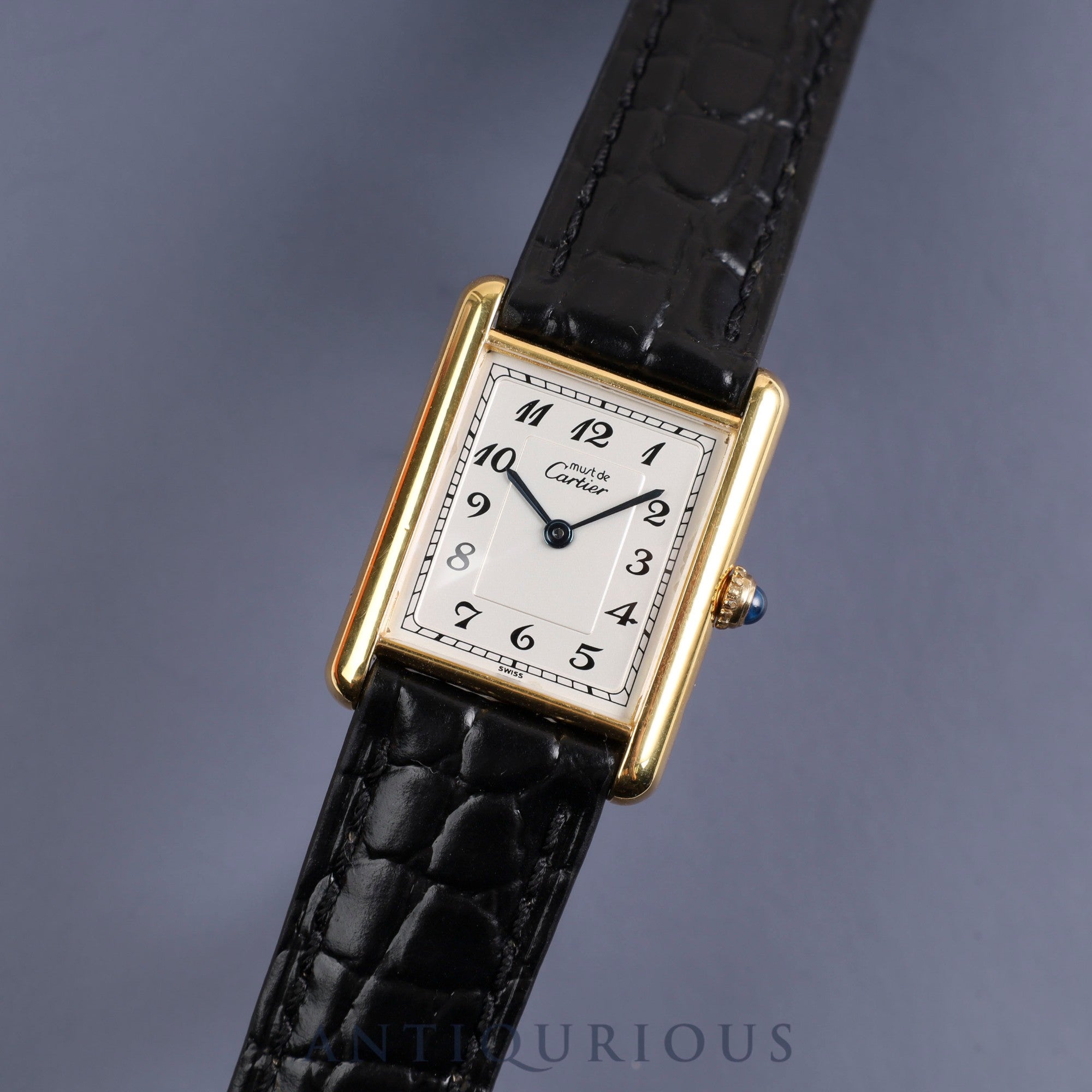 Cartier Must Tank LM QZ 590005 Arabic Dial SV925 Leather