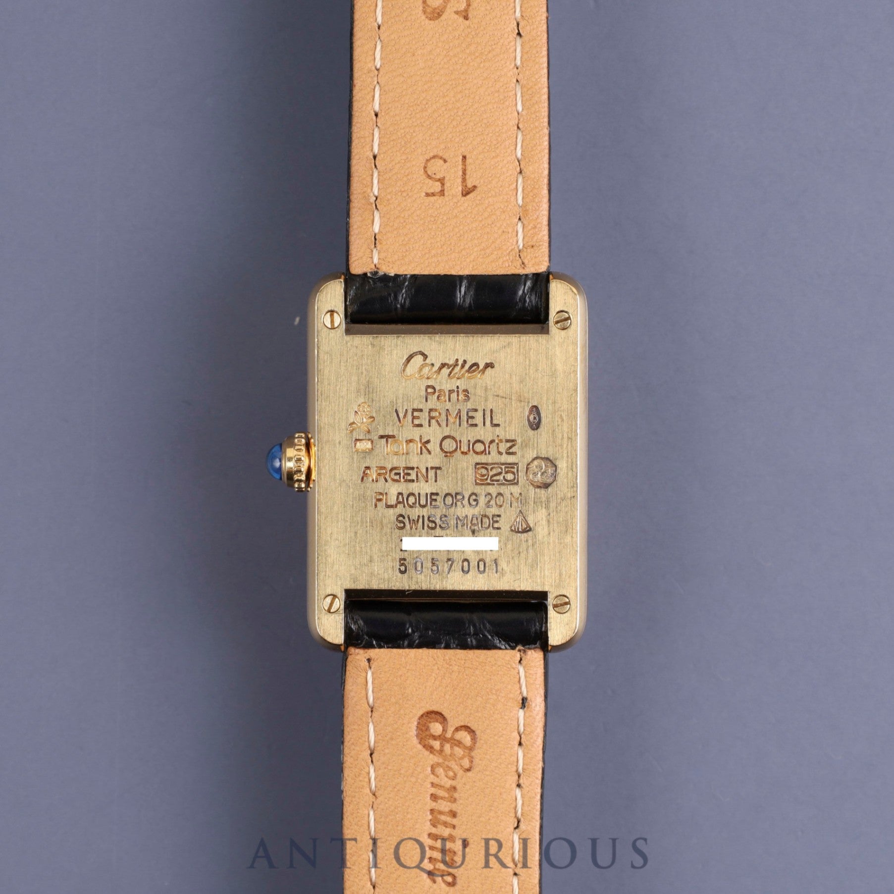 Cartier Must Tank SM 5057001 Quartz Cal.057 SV925 Leather Genuine Buckle (GP) Ivory Roman Dial Box Warranty (1992) Overhauled