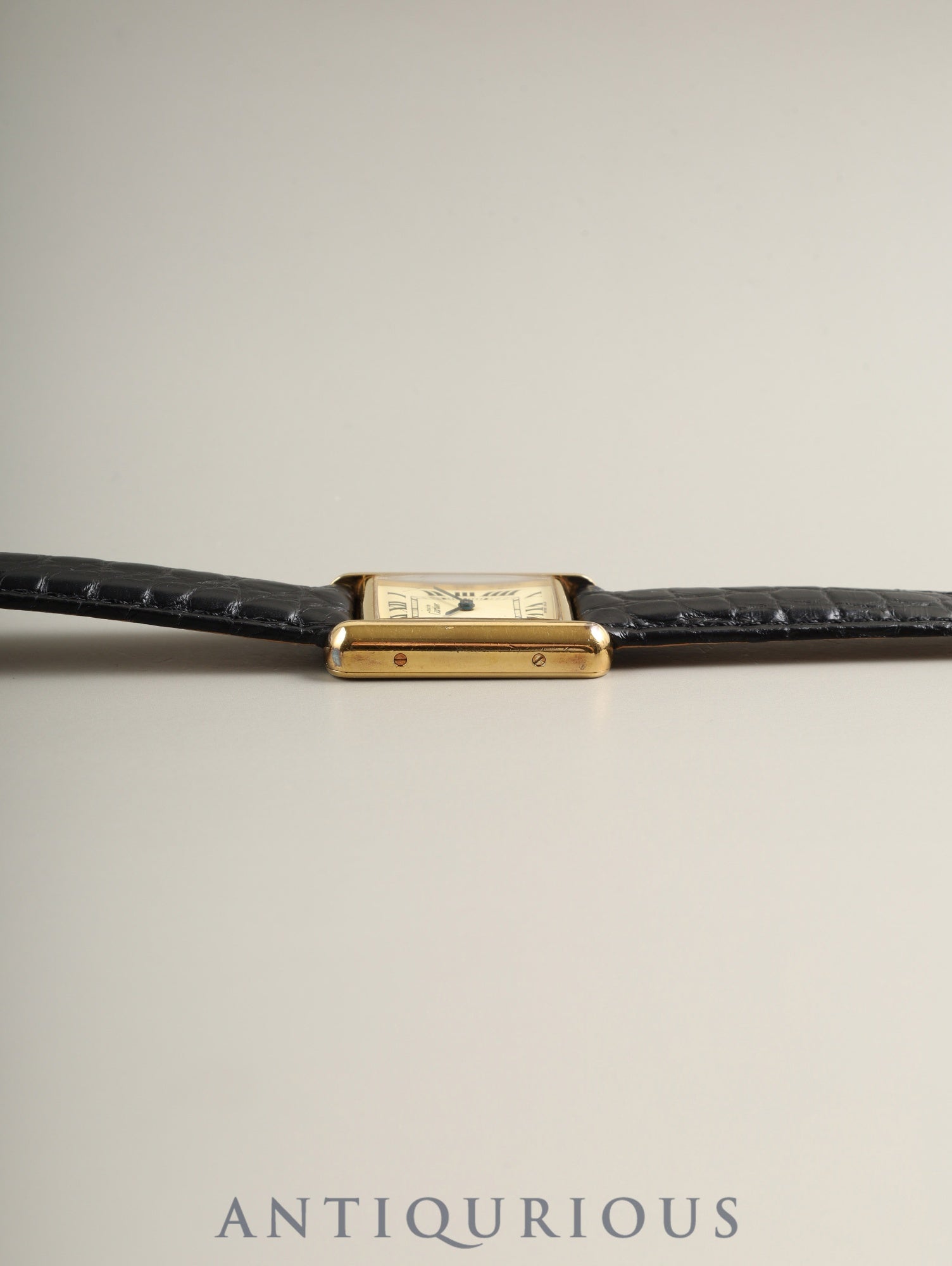 カルティエ マストタンク MM 2415 クォーツ Cal.057 SV925 革 純正Dバックル （GP）アイボリーローマン文字盤（SWISS MADE表記）箱 冊子 保証書（2003年）オーバーホール済み