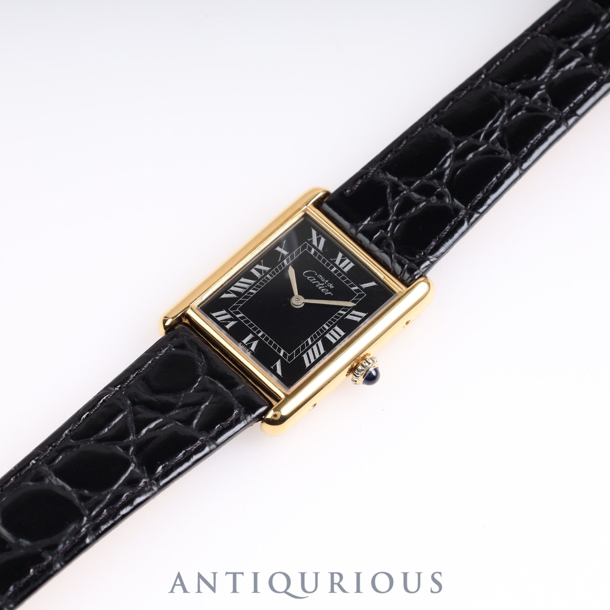 Cartier Must Tank LM Manual Winding Black Roman Dial