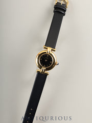 Cartier Must Colisee W100753 / 590002 Quartz Caliber 690 SV925 Leather Strap with Genuine GP Buckle, Black Roman Dial, Overhauled