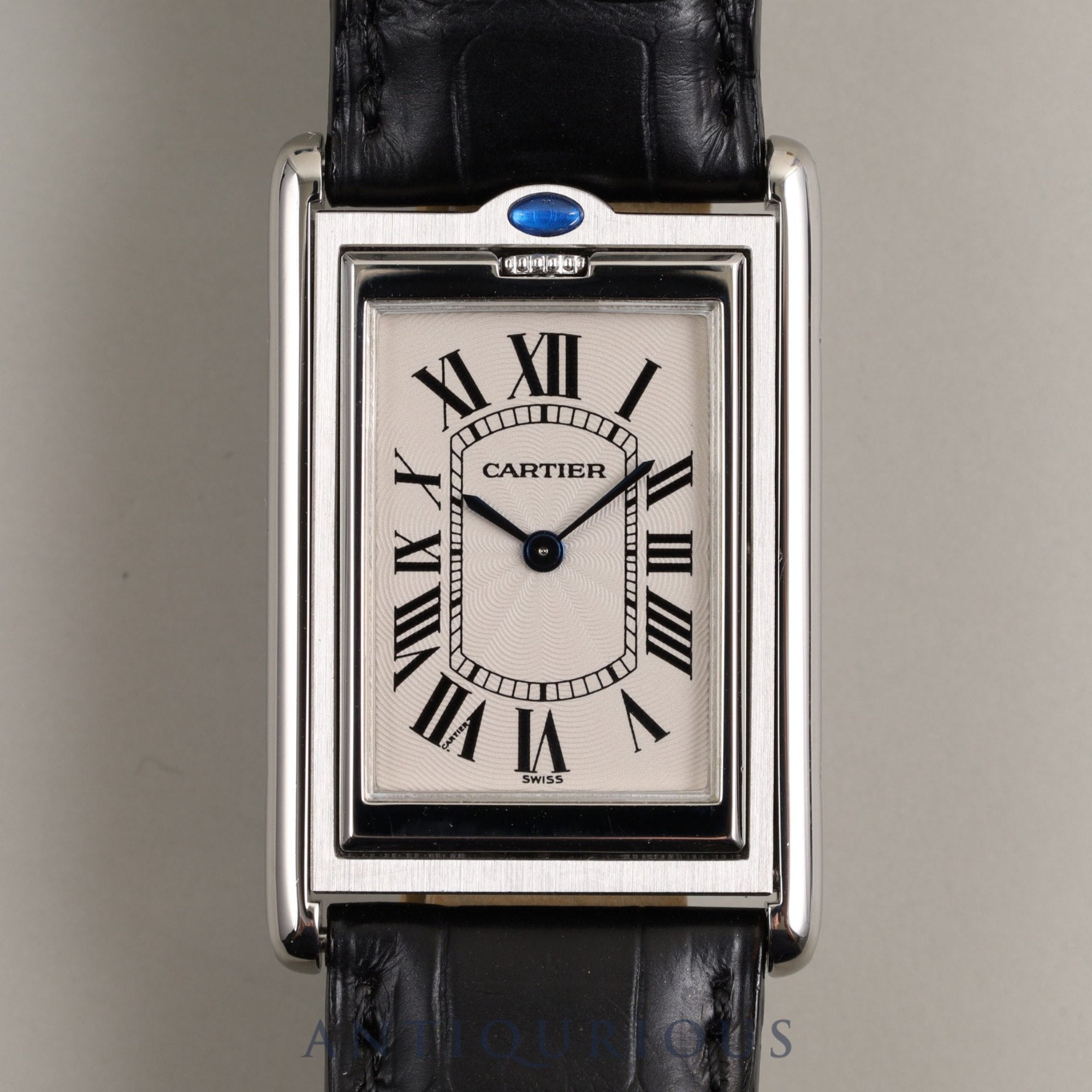 Cartier Tank Basculante LM W1011358 / 2390 Manual winding Cal.060 SS Leather Genuine buckle (SS) White guilloche dial Box