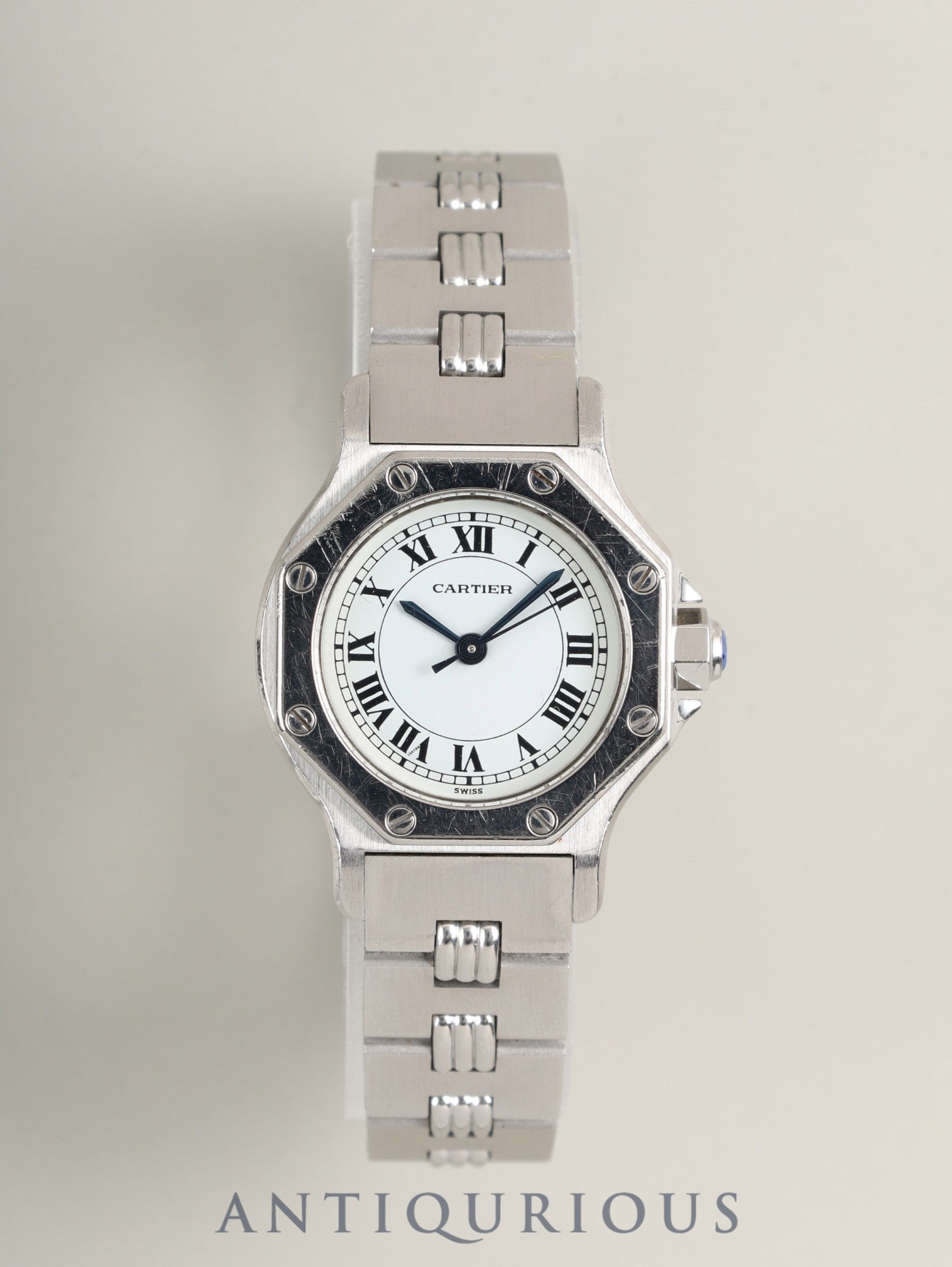 カルティエ サントス オクタゴン SM 0906 自動巻き Cal.2671 SS SS（ゴドロン）ホワイトローマン文字盤 オーバーホール済み